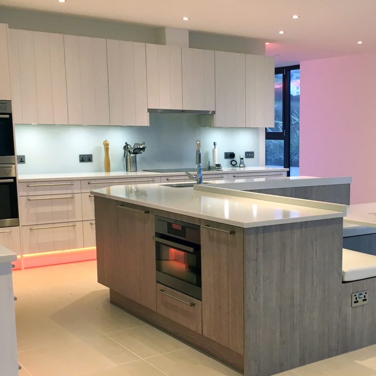 Grey Kitchen design with soft lighting
