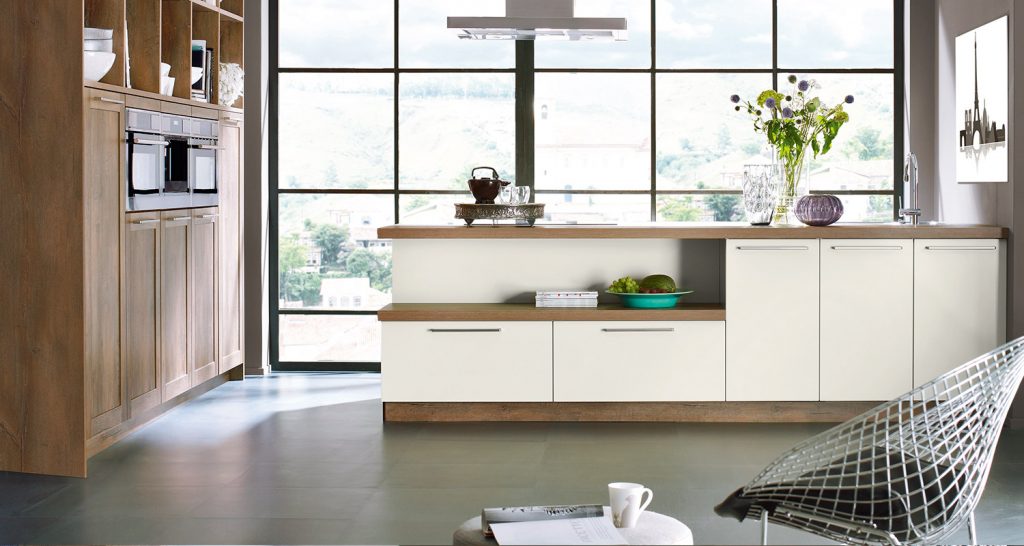 kitchen with a big window