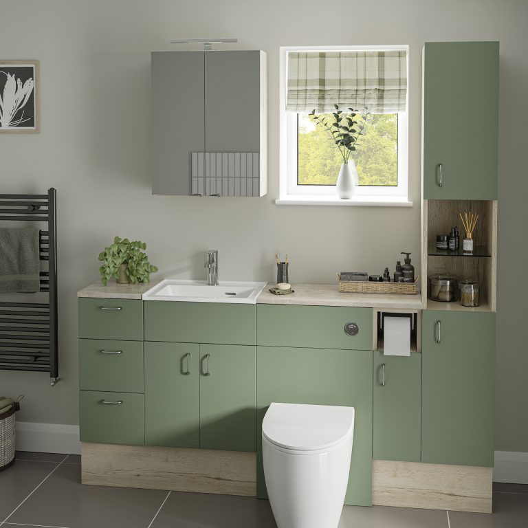 bathroom with green details