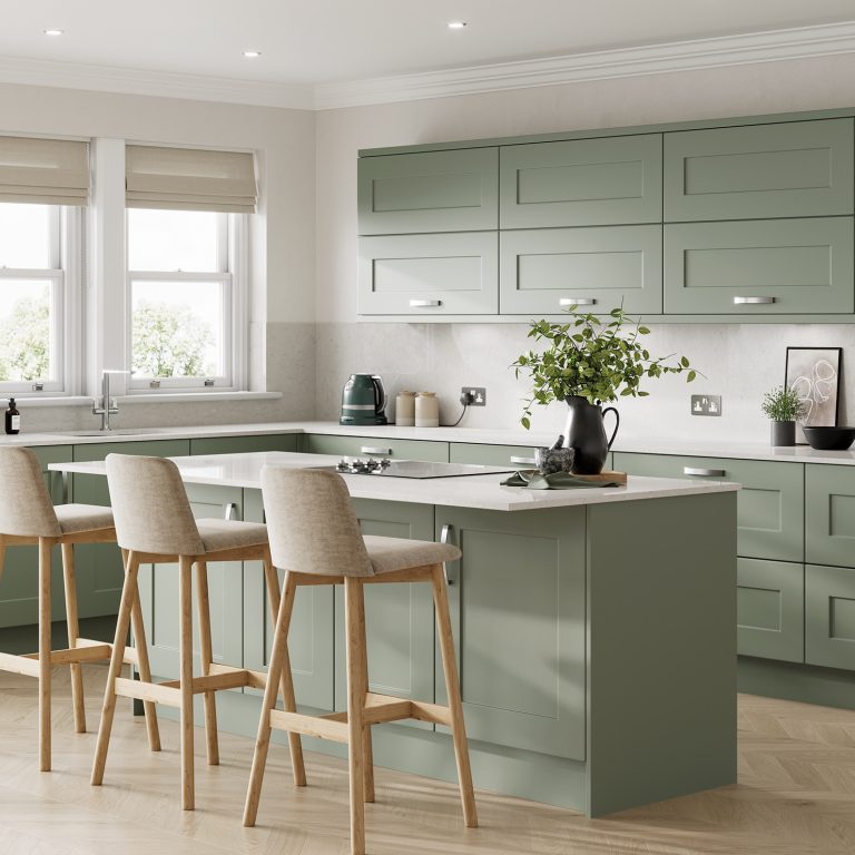 kitchen with green details