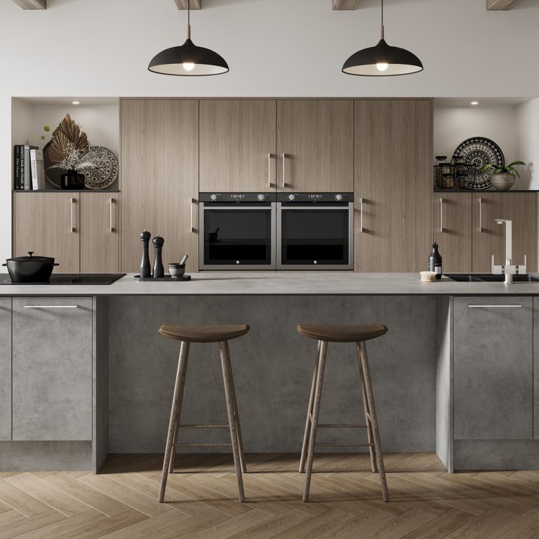 kitchen with an oak finish